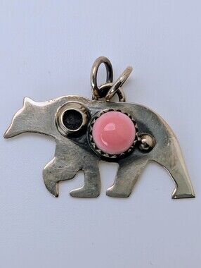 Pink Conch Bear Pendant S925 Sterling Silver